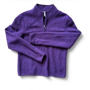 Talbots Sweater Womens Small Purple 100% Wool Mock Neck Full Zip Jacket